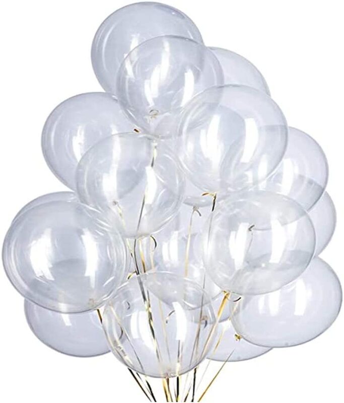 24-Inch Party Fun Latex Helium Float Balloon, 12 Pieces, Transparent