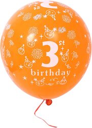 Party Fun 12-inch No. 3 Birthday Balloons, Pack of 12 Pieces, Multicolour