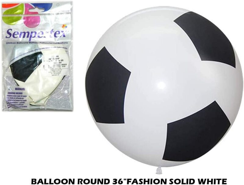 Sempertex Round Soccor Ball Latex Balloon, 36-Inch, Black/White