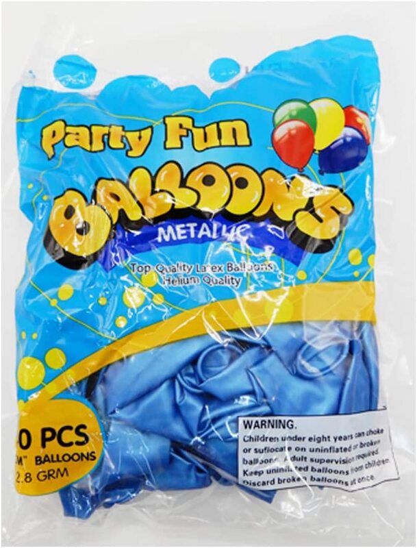 Party Fun 12-inch Balloon, Pack of 40 Units, Metallic Clear Light Blue