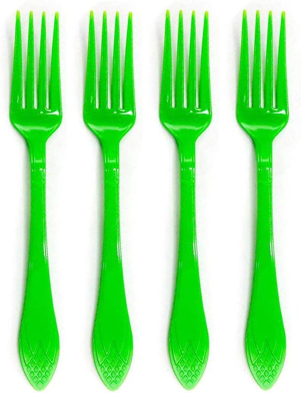 24-Piece Party Fun Plastic Fork, Green