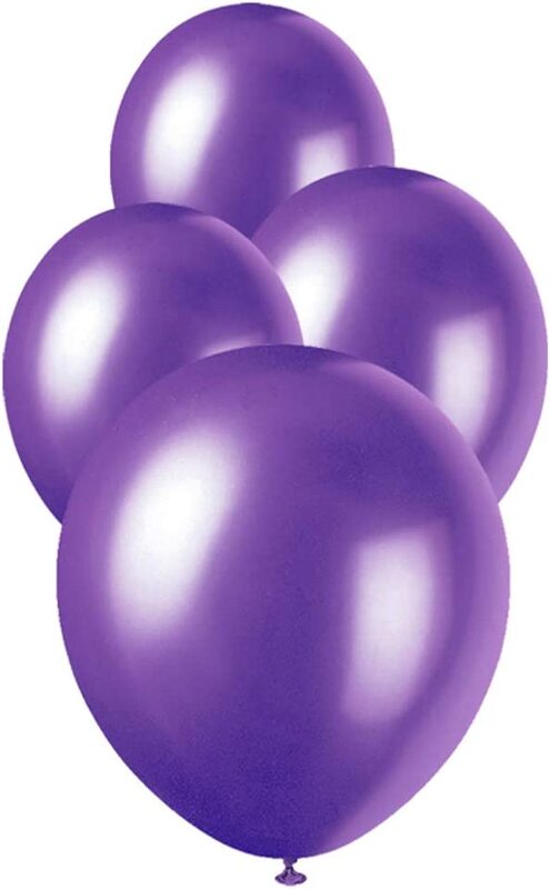 Party Fun 12-inch Balloon, Pack of 40 Units, Metallic Clear Purple