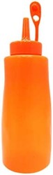 Beautiful Plastic Sauce Bottle with Nozzle Twisting Cap Lid, 2 Pieces, Orange
