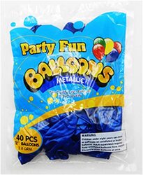 Party Fun 12-inch Balloon, Pack of 40 Units, Metallic Clear Dark Blue