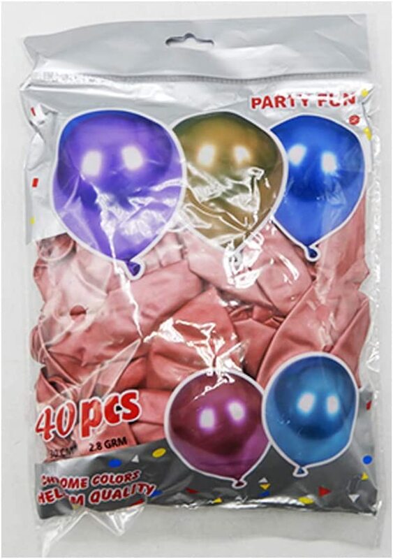 Party Fun 12-inch Balloon, Pack of 40 Units, Chrome Clear Red
