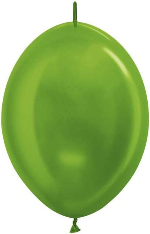 Sempertex 12-Inch Link O Loon Latex Balloons, 25 Pieces, Metallic Lime