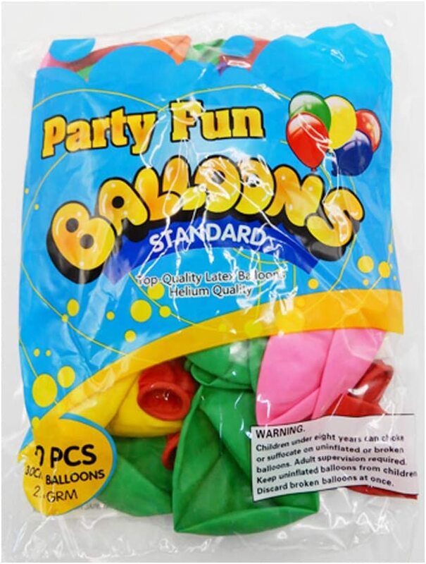 Party Fun 12-inch Balloon, Pack of 40 Units, Standard Clear Assorted Colour