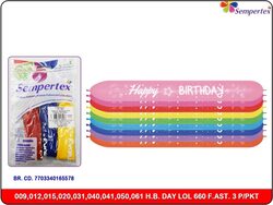 Sempertex Happy Birthday Printed Link O Loon 660 Latex Long Balloons, 3 Pieces, Fashion Assorted