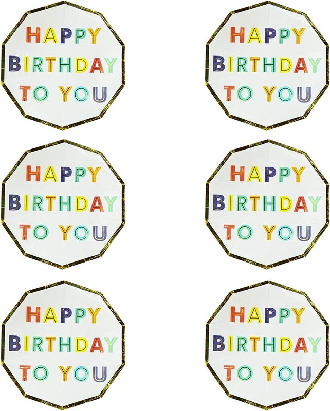 9-inch 6-Piece "Happy Birthday to You" Printed Party Paper Plate Set, Multicolour