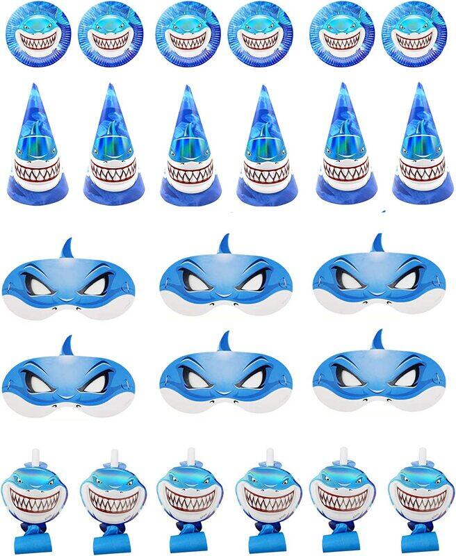 

Generic Party Fun Shark Printed Party Supplies Set, 24 Pieces, Blue