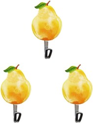 Fruit Design Strong Adhesive Heavy-Duty Wall Hooks, 3 Pieces, Yellow