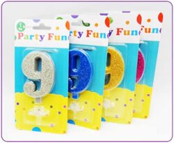 Party Fun Glitter Sparkling 9 Number Candle, Pink
