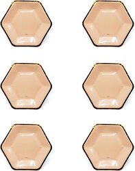 9-inch 6-Piece Hexagonal Party Paper Plate Set, Peach