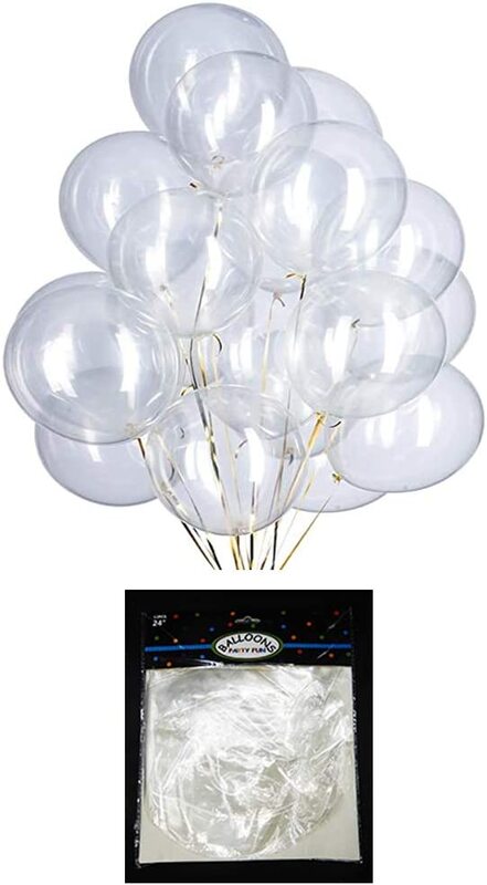 24-Inch Party Fun Latex Helium Float Balloon, 12 Pieces, Transparent