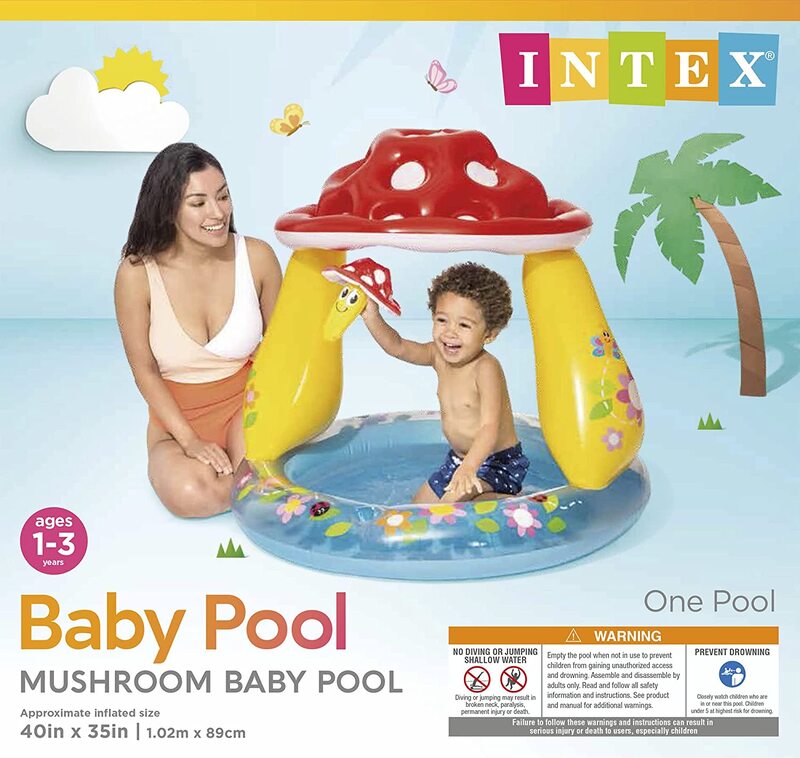 Intex Mushroom Baby Pool, 8-Inch, 57114EP, Multicolour