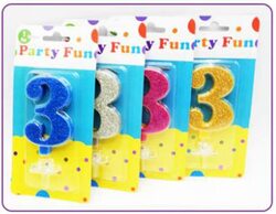 Party Fun Glitter Sparkling 3 Number Candle, Pink