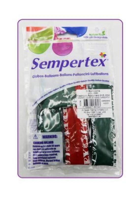 Sempertex 12-Inch Merry Christmas Wreath Balloon, 12 Pieces, Fashion Assorted