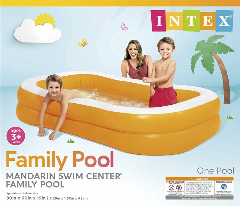 Intex Mandarin Swim Center Family Pool, 90 x 58 x 18cm, Orange/White