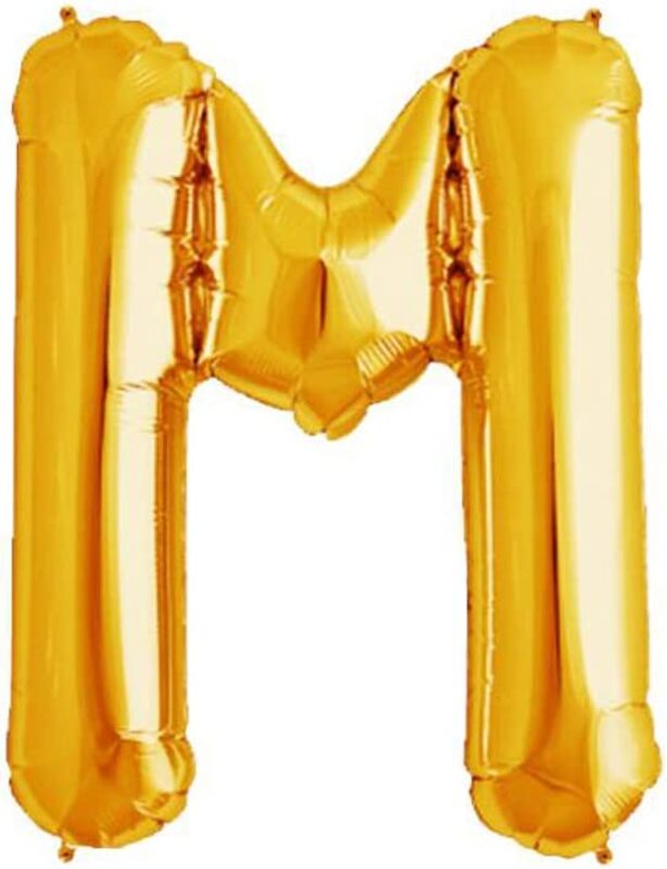 Beautiful 40-inch Alphabet M Foil Balloon, Pack of 1 Unit, Golden