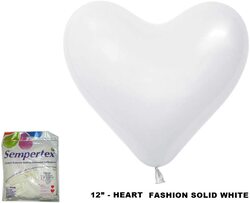 Amscan 20001346 12-inch Heart Latex Balloons, 50 Pieces, White