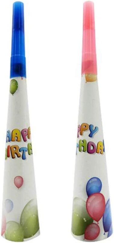 7.5-Inch Party Fun Happy Birthday Paper Horn, 6 Pieces, Pink/Blue