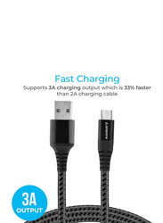 Ambrane 1.5-Meter BCT-15 Fast Charging USB Type-C Cable, USB Type A to USB Type-C, Grey