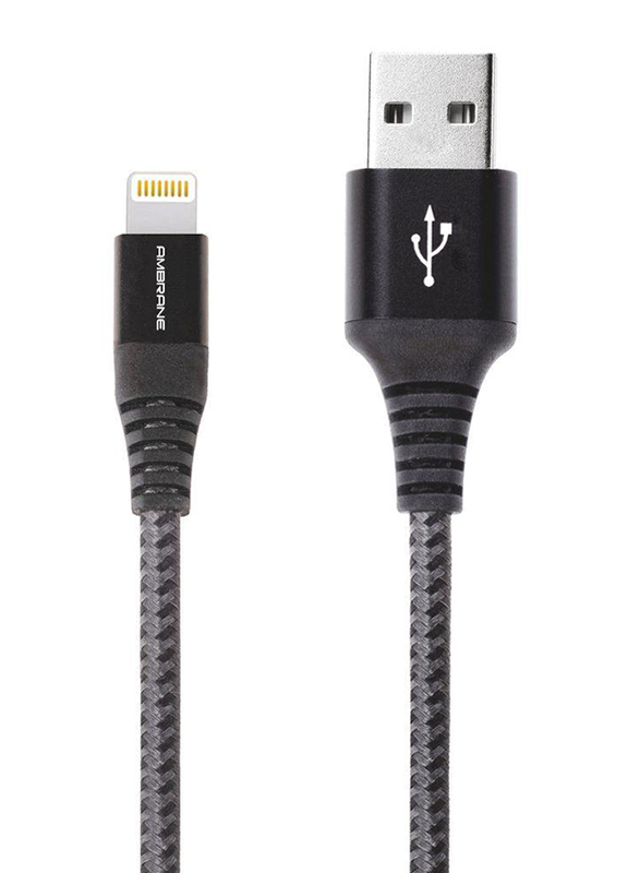 Ambrane 1.5-Meter BCL-15 Fast Charging Lightning USB Cable, USB Type A to Lightning for Apple iPhone, Grey