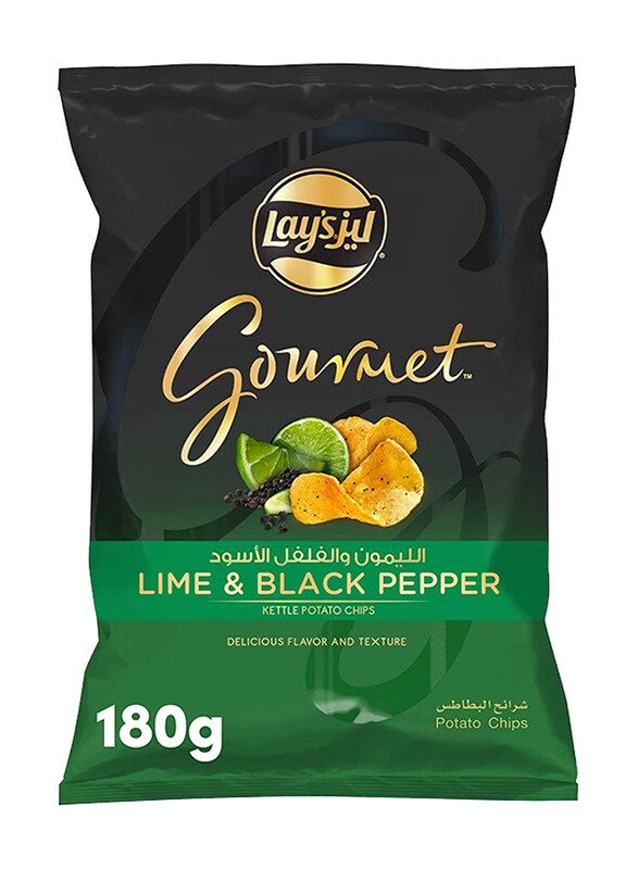 

Lays Gourmet Lime & Black Pepper Kettle Potato Chips, 180g