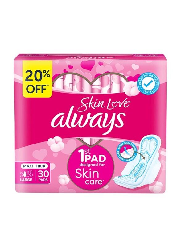 

Always Cotton Skin Love Sanitary Pads, 30 Pieces