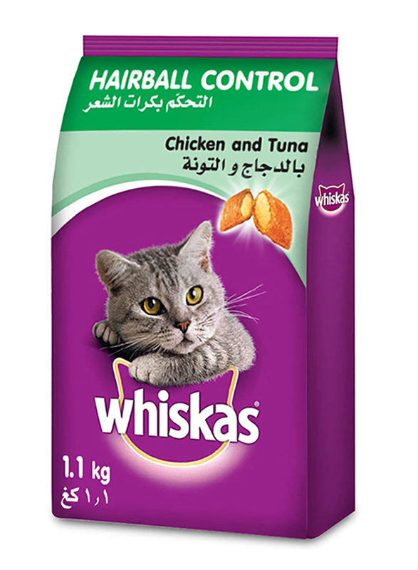 Whiskas Hairball Control with Chicken & Tuna Dry Cat Food, 1.1 Kg