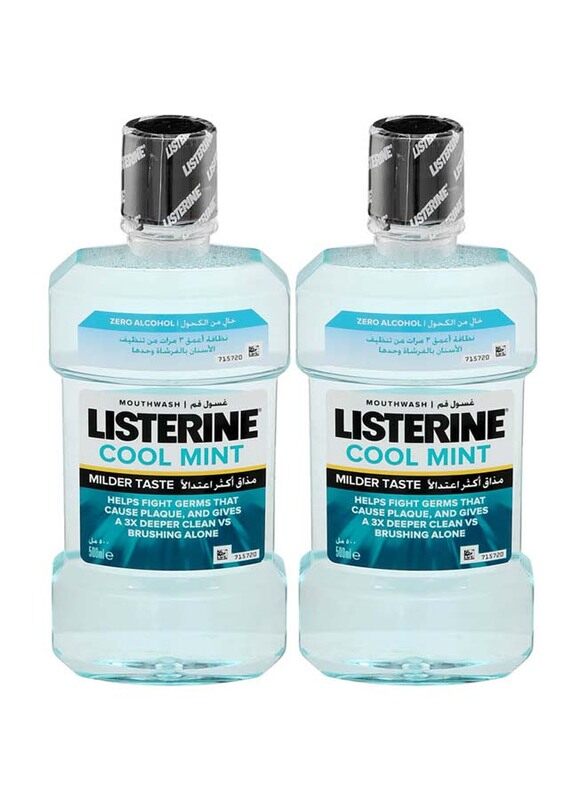 

Listerine Zero Cool Mint Milder Mouthwash, 2x500ml