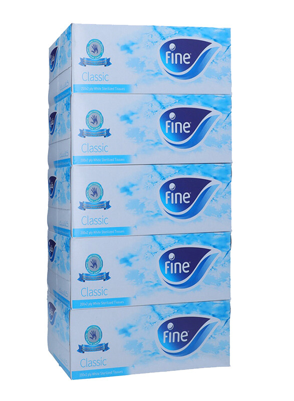 

Fine Classic White Sterilized Tissues, 5 Boxes x 200 Sheets x 2Ply