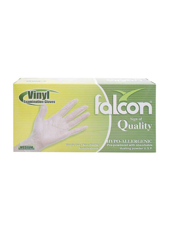 

Falcon Vinyl Protective Disposable Gloves, Medium, 100 Pieces