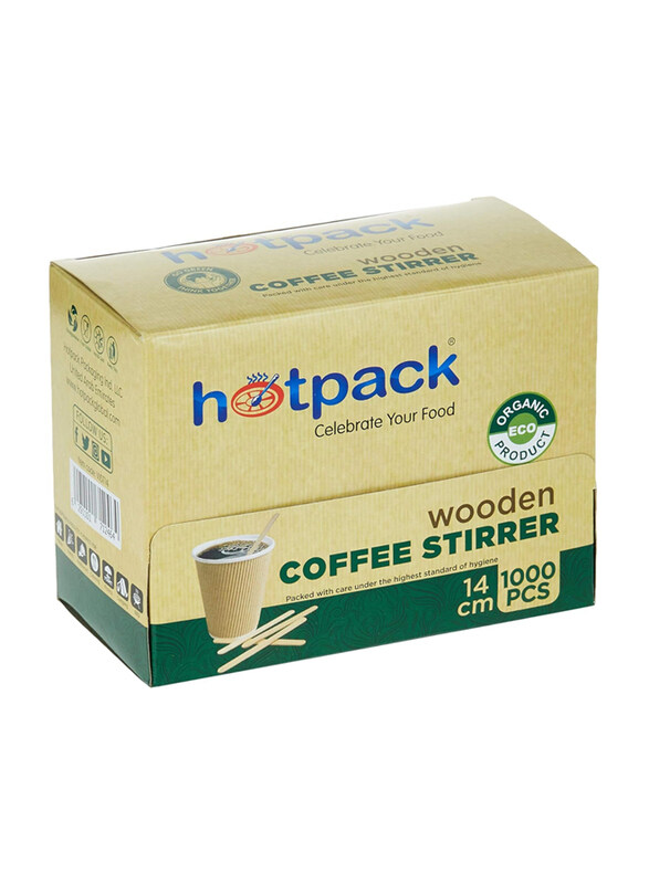 

Hotpack 1000-Piece 14cm Wooden Coffee Stirrer, Beige