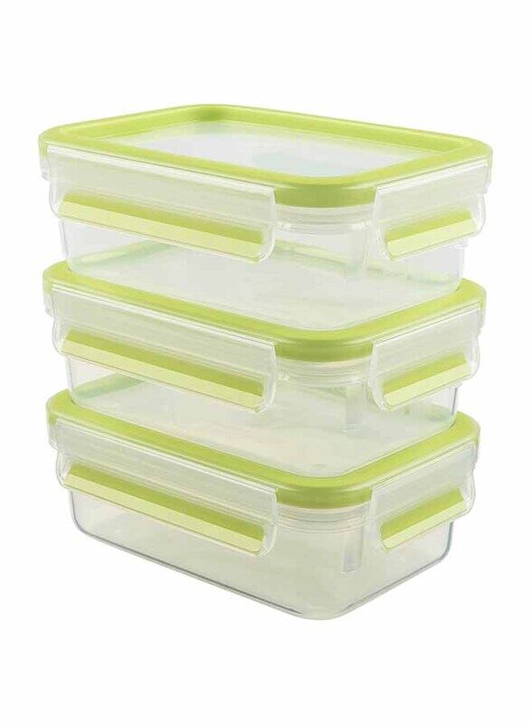 

Emsa Plastic Clip & Close Food Storage Container, 0.53 Liters, 3 Pieces, Clear/Yellow