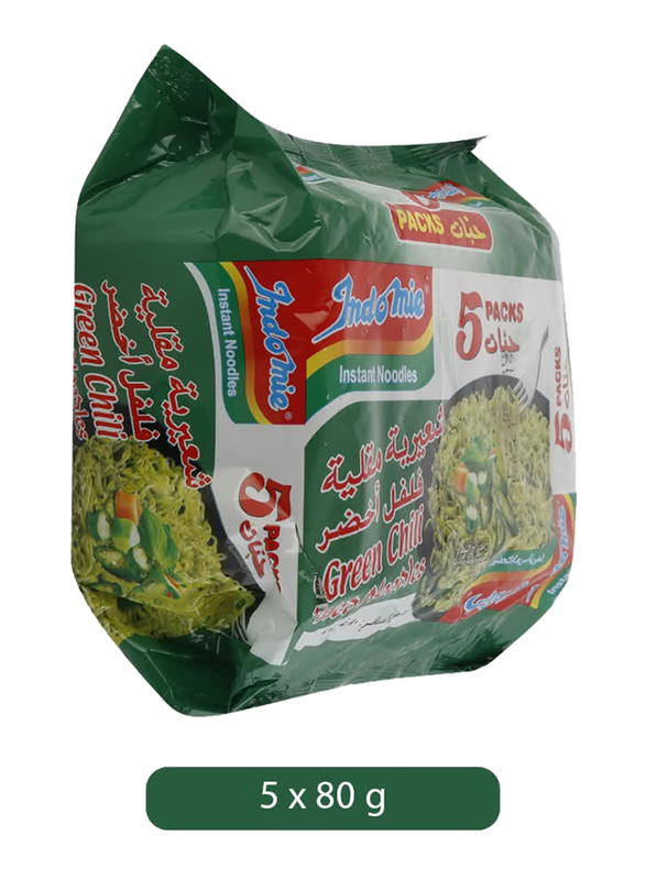 Indomie Green Chili Fried Instant Noodles, 5 Packets x 80g