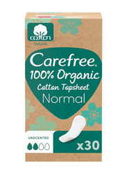 Carefree 100% Organic Cotton Liners, Normal, 30 Pieces