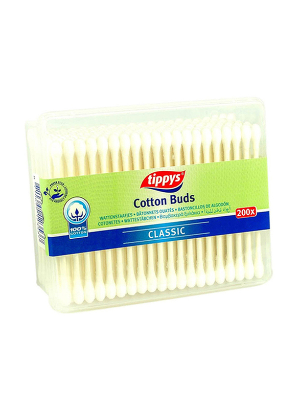 Tippys Rectangular Box Cotton Ear Buds, 200 Pieces