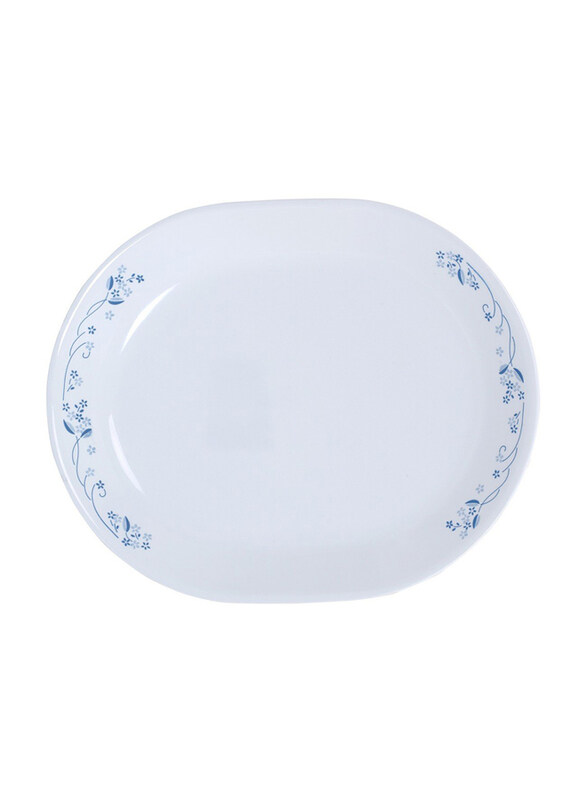 

Corelle 31cm provincial Blue Glass Oval Serving Platter, 6017594, Blue/white