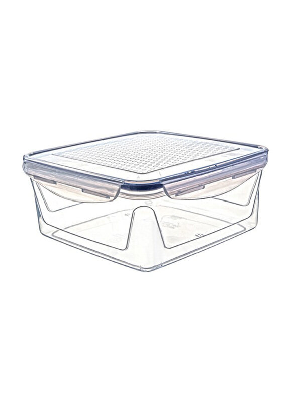 Akyuz Square Airtight Storage Box, 2.5 Liters, Clear