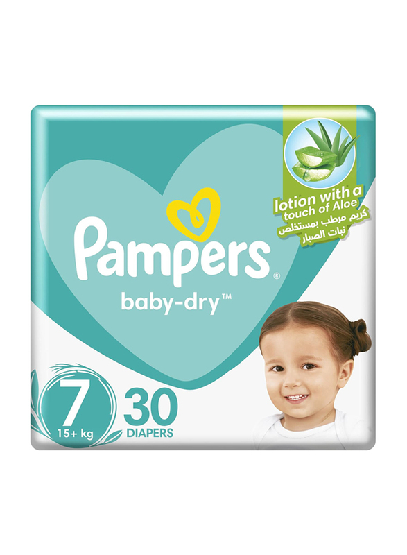 

Pampers Baby-Dry Diapers, Size 7, Extra Large+, 15+ kg, Value Pack, 30 Count