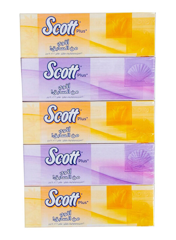 

Scott Plus 2 PLY Facial Tissue, 5 Pieces, 120 Sheets