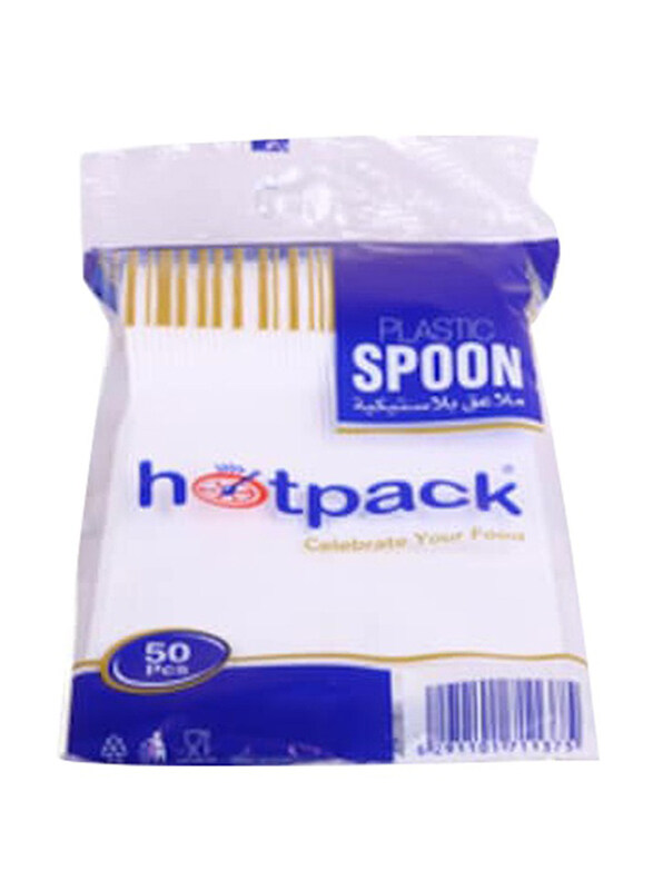 

Hotpack 50-Piece Plastic Dessert Spoon Set, White