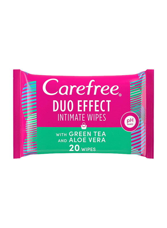 

Carefree Duo Effect Green Tea & Aloe Vera Intimate Wipes, 20 Sheets