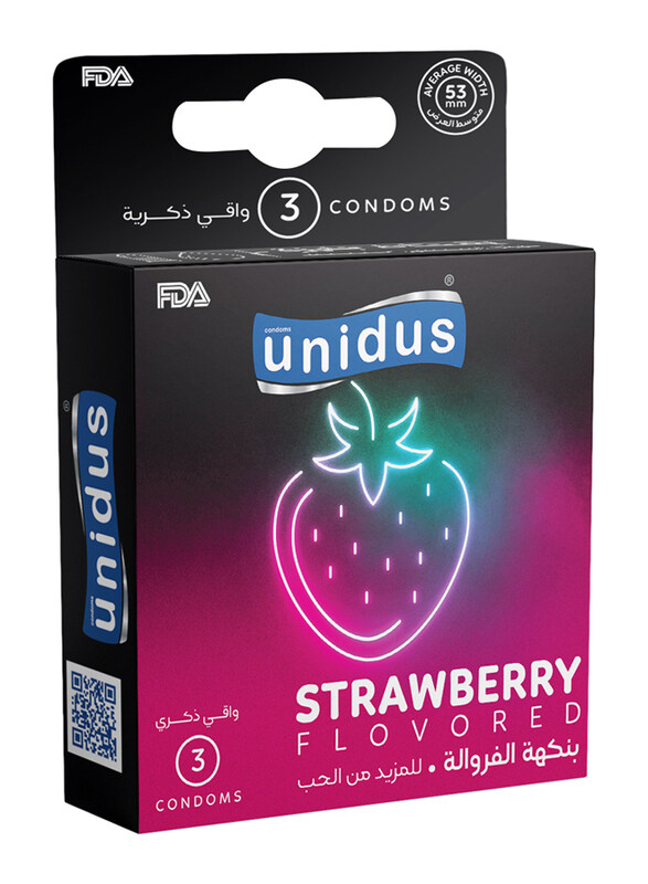 

Unidus Strawberry Flavour Condom, 3 Pieces