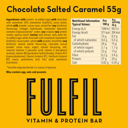 Fulfil Dark Chocolate & Salted Caramel Protein Bar with Vitamin, 55g