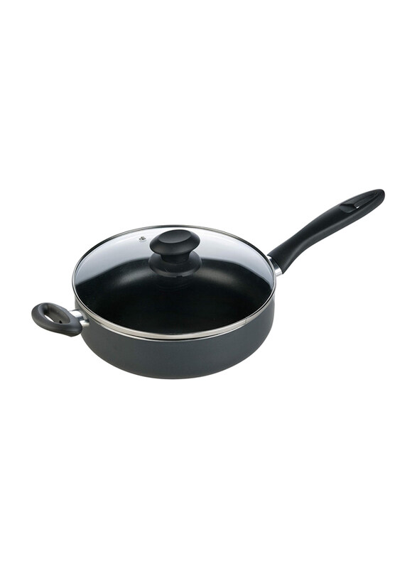 

Tescoma 24cm Non-Stick Round Deep Fry Pan Set with Cover, 594124, Black