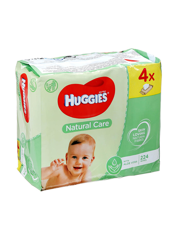 Huggies Natural Care Baby Cleansing Wipes, 4 x 56 Pieces