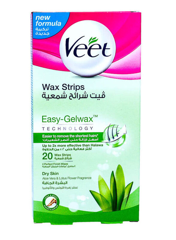 

Veet Easy Gelwax Dry Skin Legs & Body Wax Strips, 20 Strips