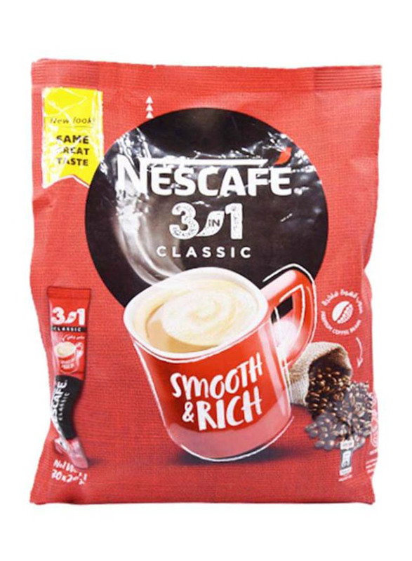 Nescafe 3-in-1 Classic Instant Coffee Mix, 30 Sticks x 20g